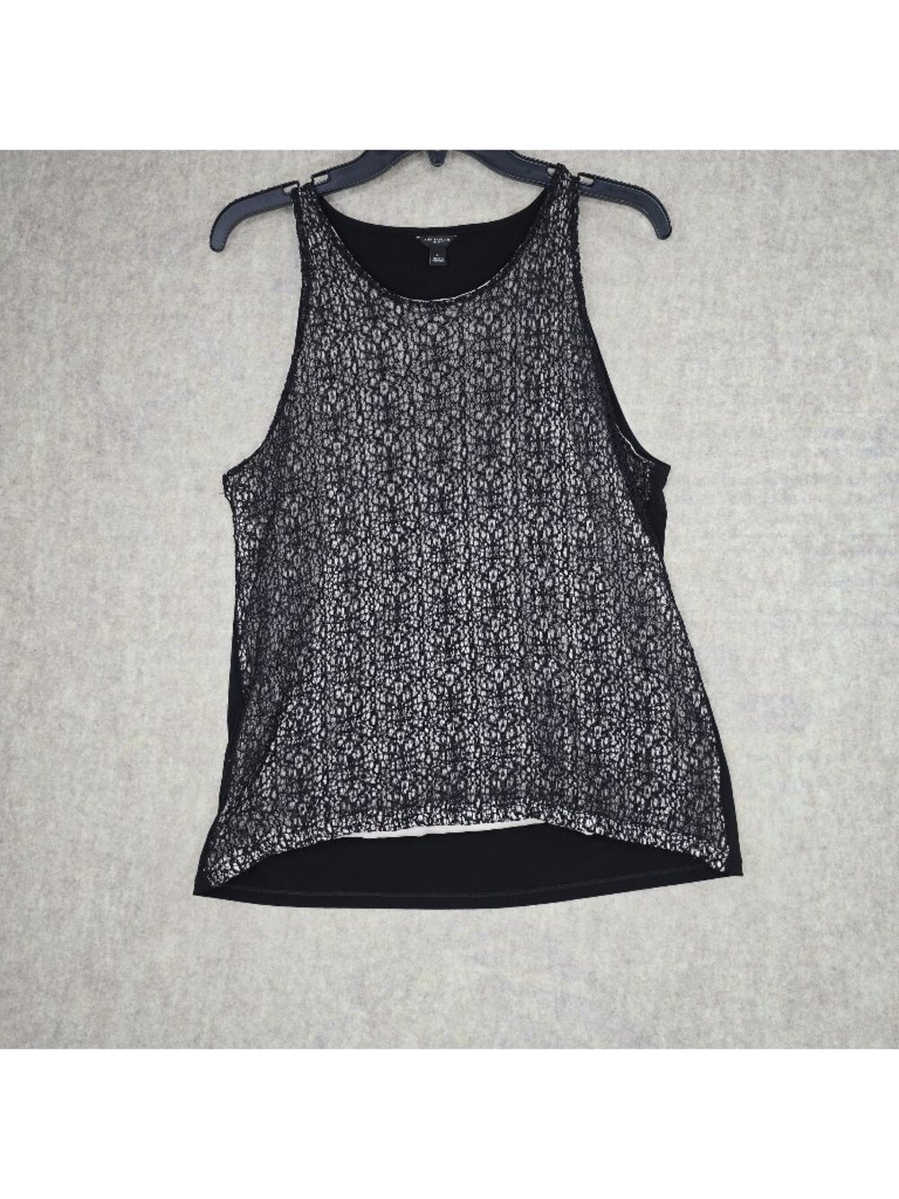 Ann Taylor Black & White Crochet Lace Overlay Tank Top Size L